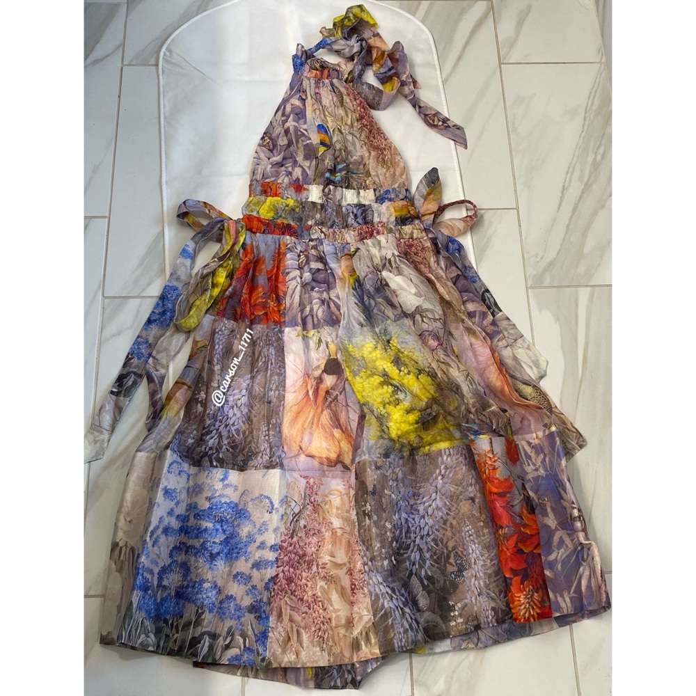 Zimmermann Botanica Patchwork Halter Gown in Book Print - Picture 7 of 12